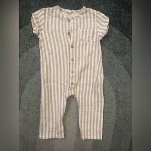 Quincy Mae Striped Cream and Gray Bodysuit